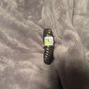 David Yurman Black Cable Bracelet Watch with Iridescent Mother-of-Pearl Dial